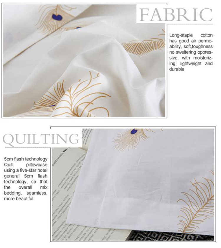 Printed Cotton White Bedding Sets 