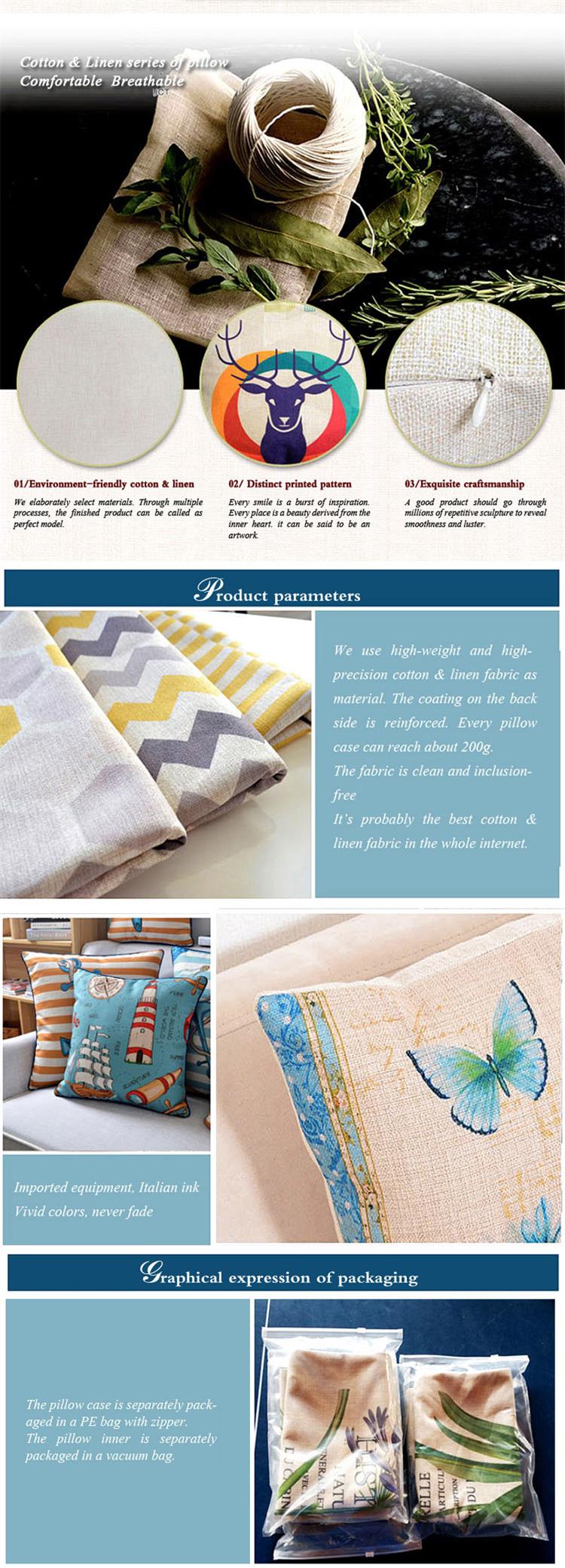 Cotton and linenBlue Pillows Decorative
