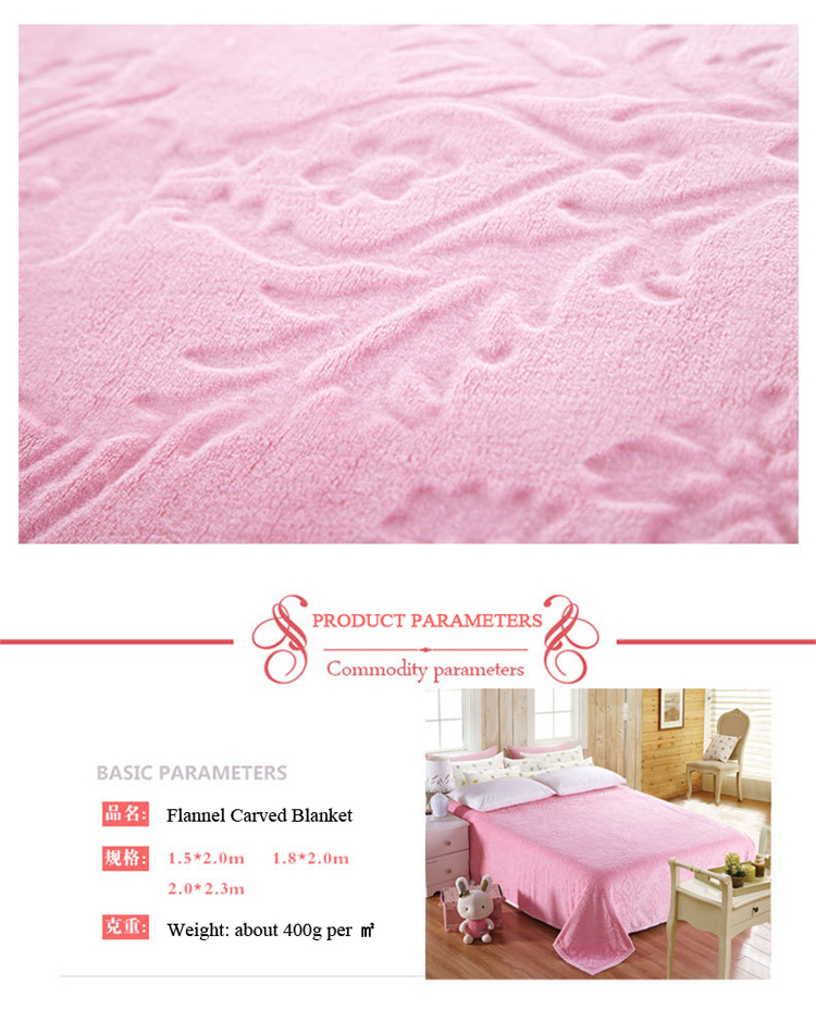 Flannel Emnbossed Luxuriously Soft Bed Blanket 