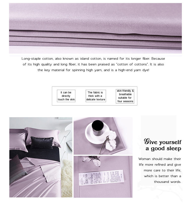 100% Cotton 4PCS Purple Comforter Sets Full