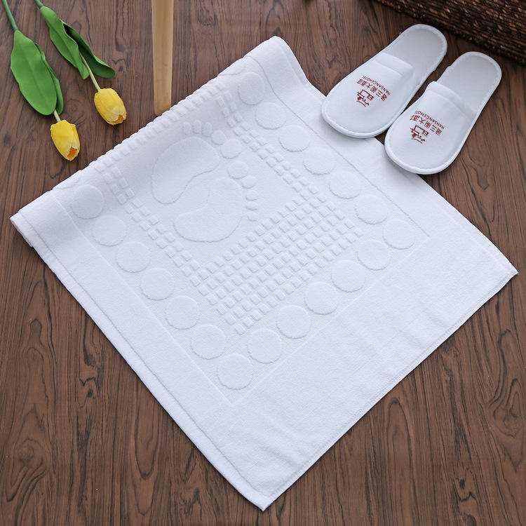 Hotel Absorbent Jacquard Design Anti Slip 100% Cotton Bath Mat
