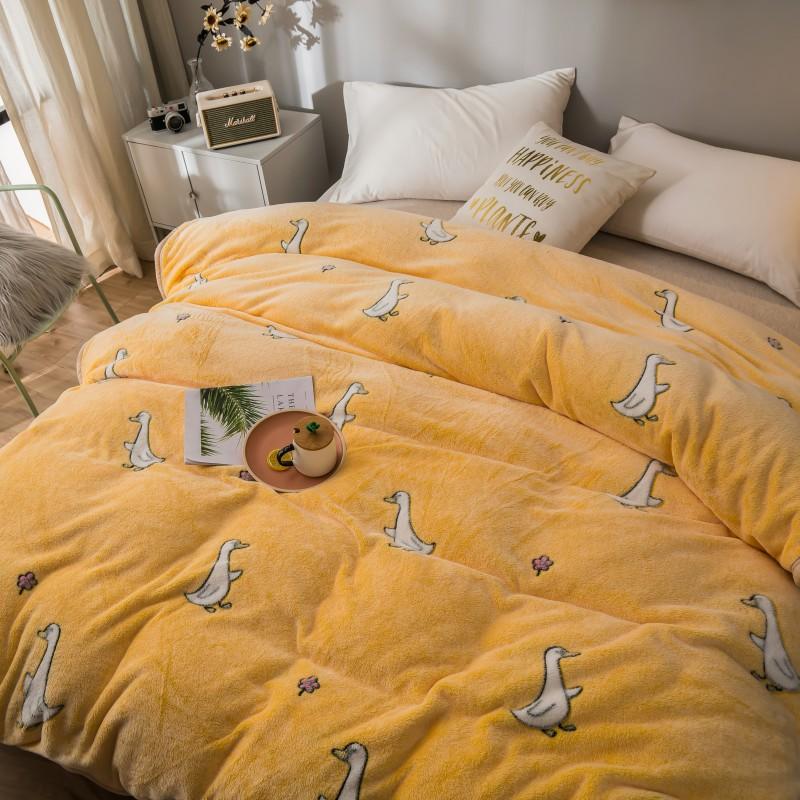 Yellow Cartoon Painting Polyester Blanket Plush