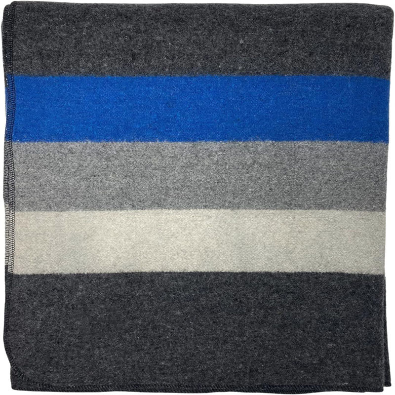 Military Blue white Gray 40% Wool Support Blanket