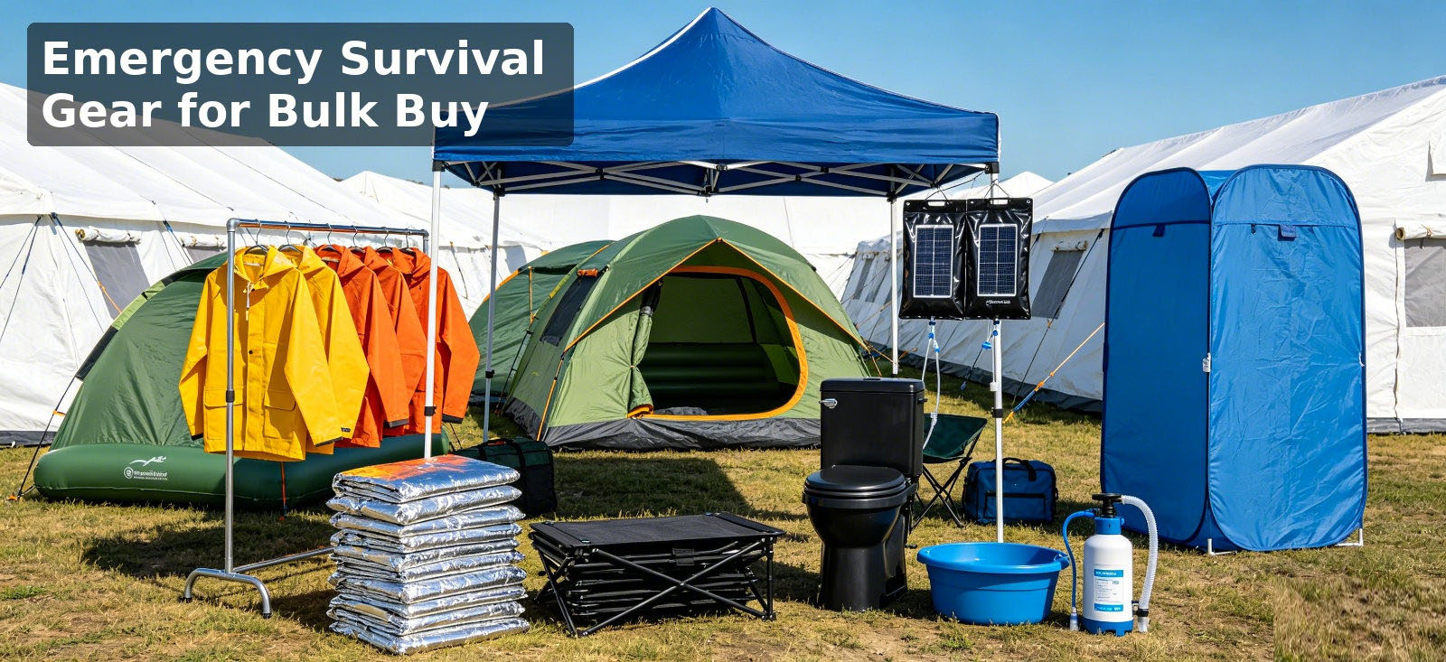 Emergency survival gear displayed for bulk procurement planning for bulk procurement review Emergency survival gear displayed for bulk procurement planning for bulk procurement review
