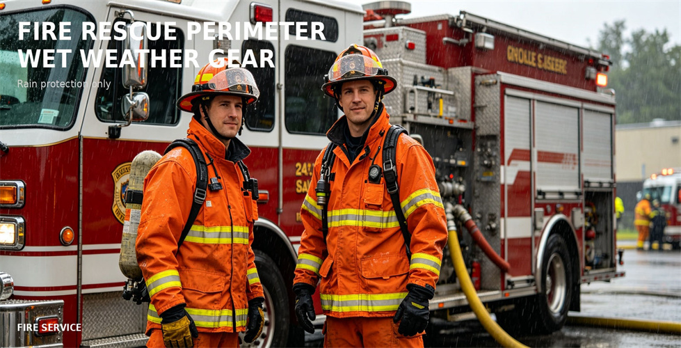 Rainwear used by a fire and rescue support team in wet conditions for bulk procurement review