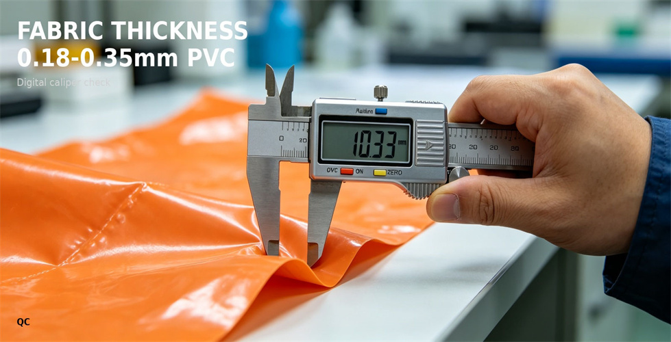 PVC rainwear material shown for thickness and hand feel comparison for bulk procurement review
