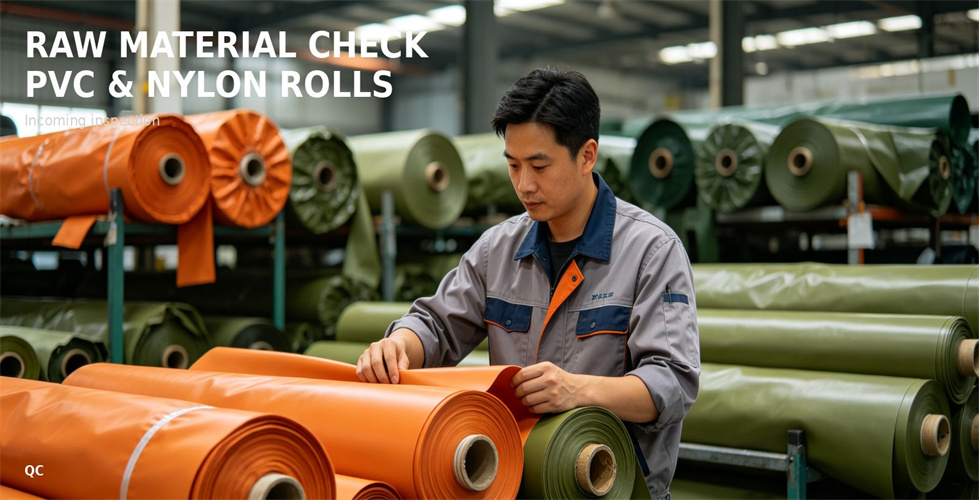 Rainwear material rolls prepared for production planning for procurement review and emergency team distribution