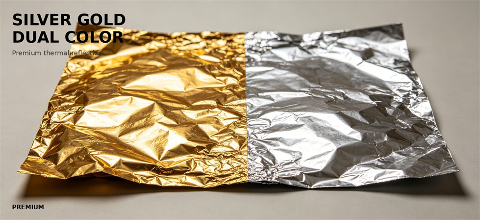 Silver and gold emergency foil blanket surfaces compared side by side for bulk procurement review