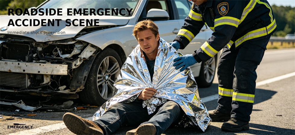 Emergency foil blanket used during a roadside emergency response for bulk procurement review