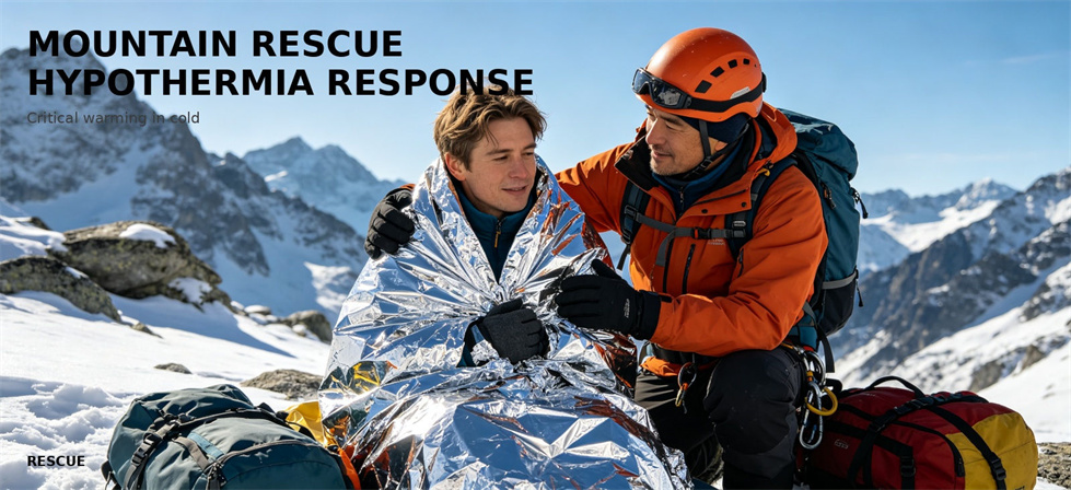 Emergency foil blanket used during a mountain rescue response for procurement review and organized field allocation