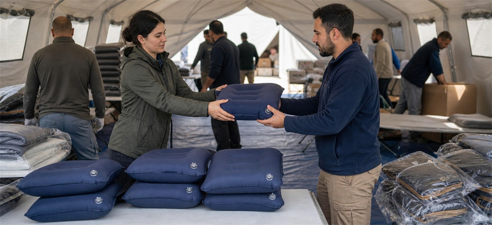 Emergency inflatable pillow material detail image for initial sourcing with visible construction details for bulk purchasing review Emergency inflatable pillow material detail image for initial sourcing with visible construction details for bulk purchasing review
