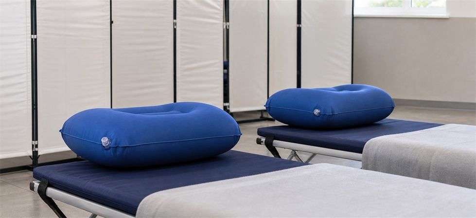Emergency inflatable pillow inspection image for initial sourcing shown for buyer sample checks and pre-shipment quality review