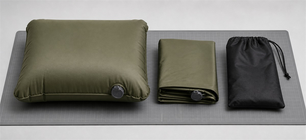Emergency inflatable pillow comparison image for initial sourcing used to compare product forms before government procurement approval
