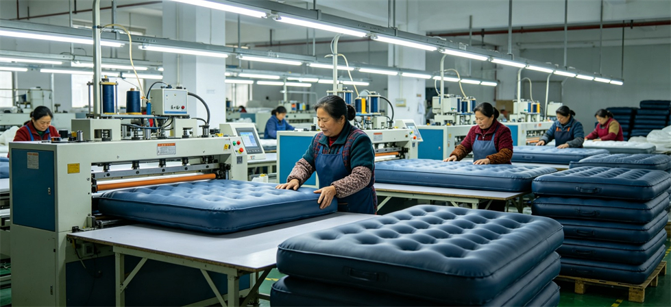 Emergency inflatable mattress packing image for initial sourcing prepared for warehouse storage and batch shipment coordination