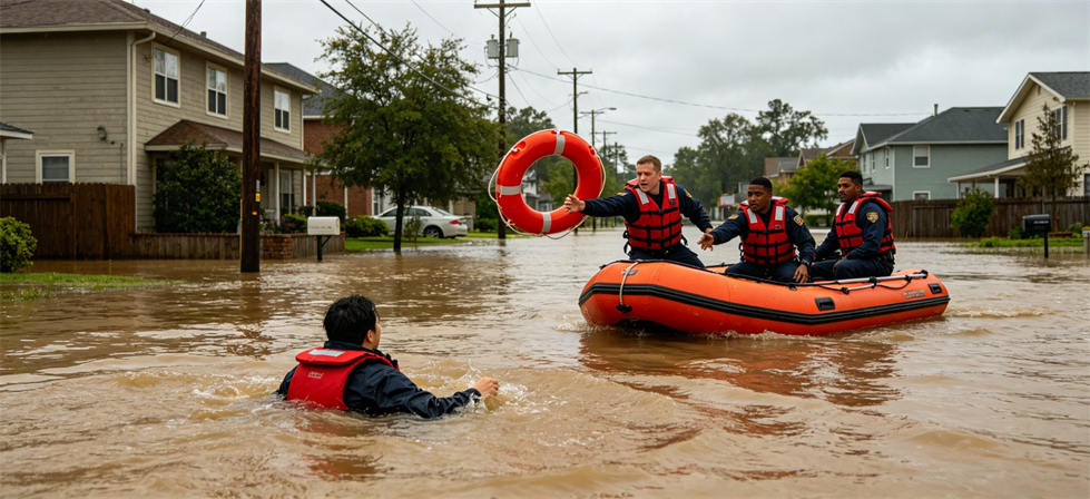 Rescue Lifebuoys showing flood rescue deployment for government procurement and emergency reserve planning