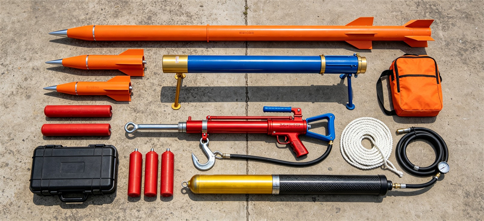 Rescue Line Throwers showing kit components for humanitarian relief distribution and stockpile review Rescue Line Throwers showing kit components for humanitarian relief distribution and stockpile review