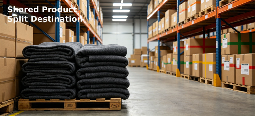 Relief blanket shared stock split for multi-destination NGO allocation and warehouse readiness planning