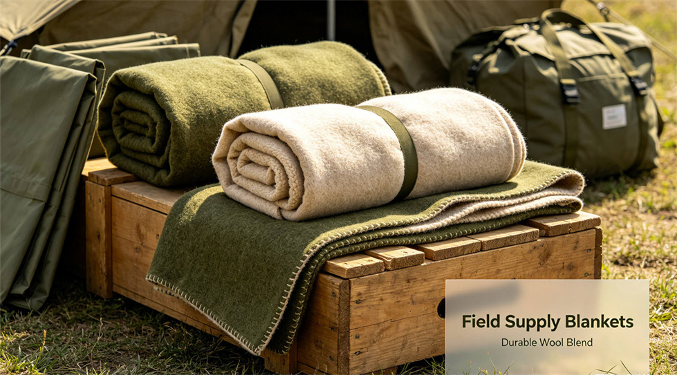 Emergency blanket field-use scene showing solid color brown scene for institutional procurement review