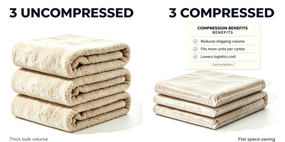 Emergency blanket packing presentation showing solid color beige package for institutional procurement review