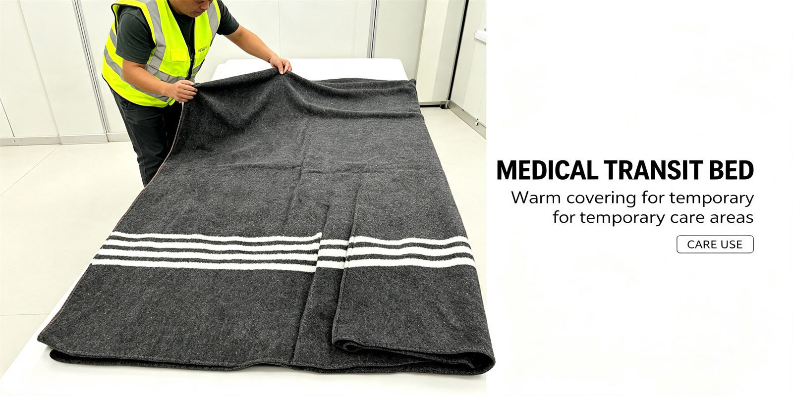 Emergency blanket product detail showing recycled fiber dark gray for institutional procurement review Emergency blanket product detail showing recycled fiber dark gray for institutional procurement review