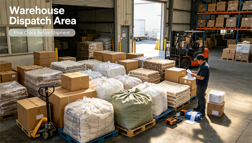 Emergency blanket warehouse stock showing solid color brown warehouse for institutional procurement review