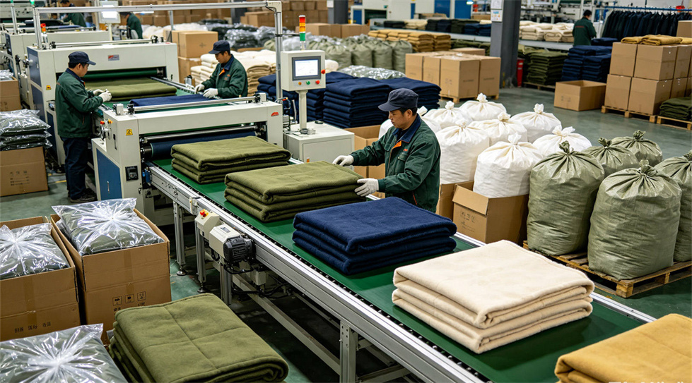 Emergency blanket product detail showing solid color brown process for institutional procurement review