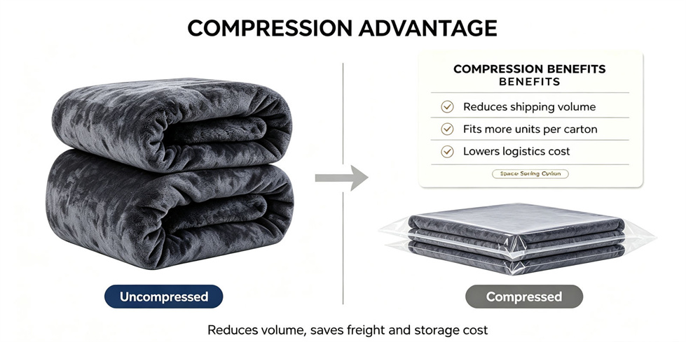 Emergency blanket packing presentation showing solid color navy blue for institutional procurement review