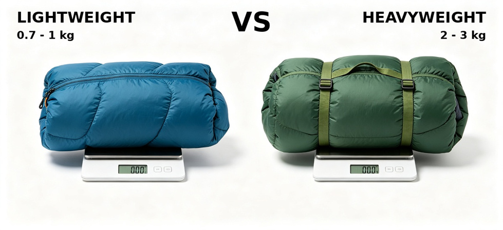 Sleeping bag weights compared to verify insulation quantity and packed-load planning Sleeping bag weights compared to verify insulation quantity and packed-load planning