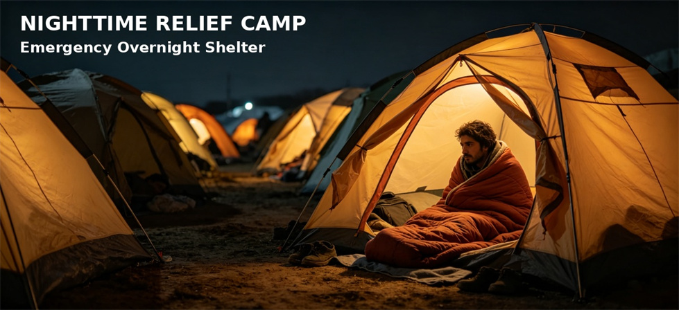 Sleeping bag deployed at a cold night camp for an unheated shelter planning example Sleeping bag deployed at a cold night camp for an unheated shelter planning example