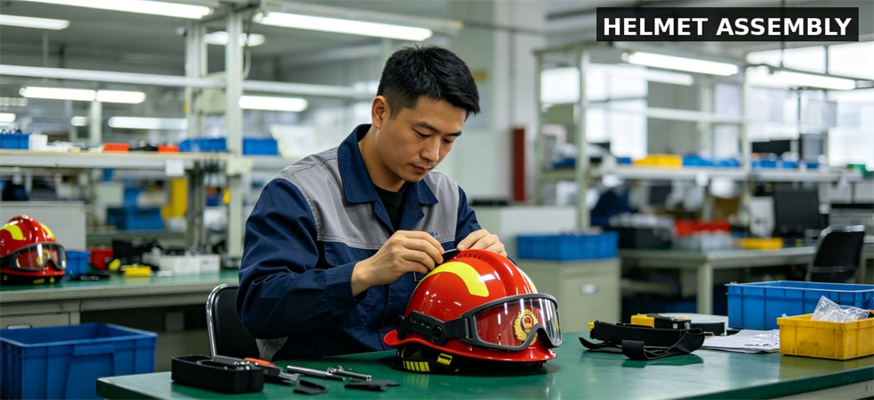 Firefighter gear helmet assembly for institutional procurement, inspection and supply planning Firefighter gear helmet assembly for institutional procurement, inspection and supply planning