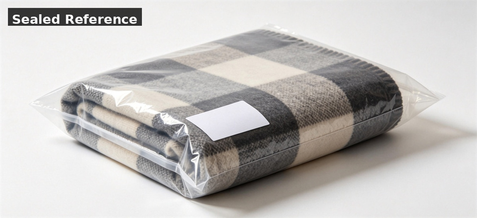 Blanket sample sealed bag for institutional blanket procurement, inspection and supply planning