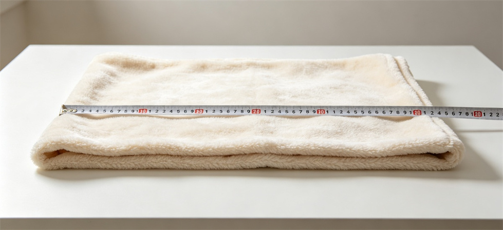 Blanket sample measuring tape shown for measure size and weight correctly in institutional blanket procurement review