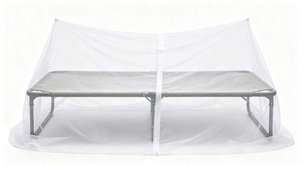 Rectangular mosquito net for camp bed insect protection in tropical regions