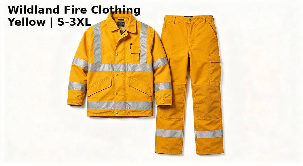 Yellow high visibility wildland fire suit with silver reflective trim, safety coverall