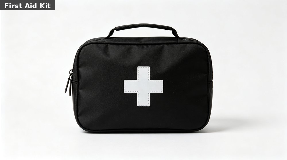 Hospital field medical supply image showing black first aid kit bag white background for temporary clinics, disaster response and institutional procuremen Hospital field medical supply image showing black first aid kit bag white background for temporary clinics, disaster response and institutional procuremen