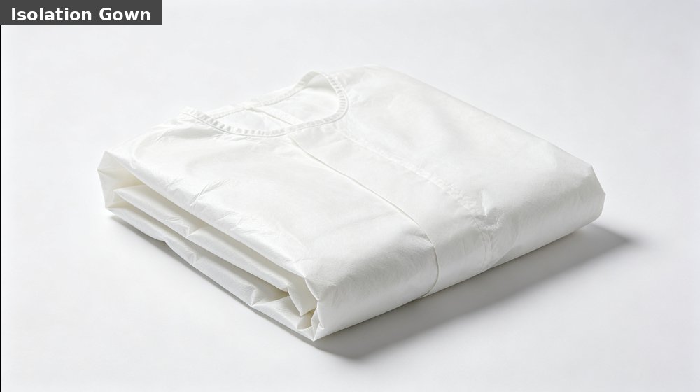 Hospital field medical supply image showing white disposable isolation gown white background for temporary clinics, disaster response and institutional procuremen Hospital field medical supply image showing white disposable isolation gown white background for temporary clinics, disaster response and institutional procuremen