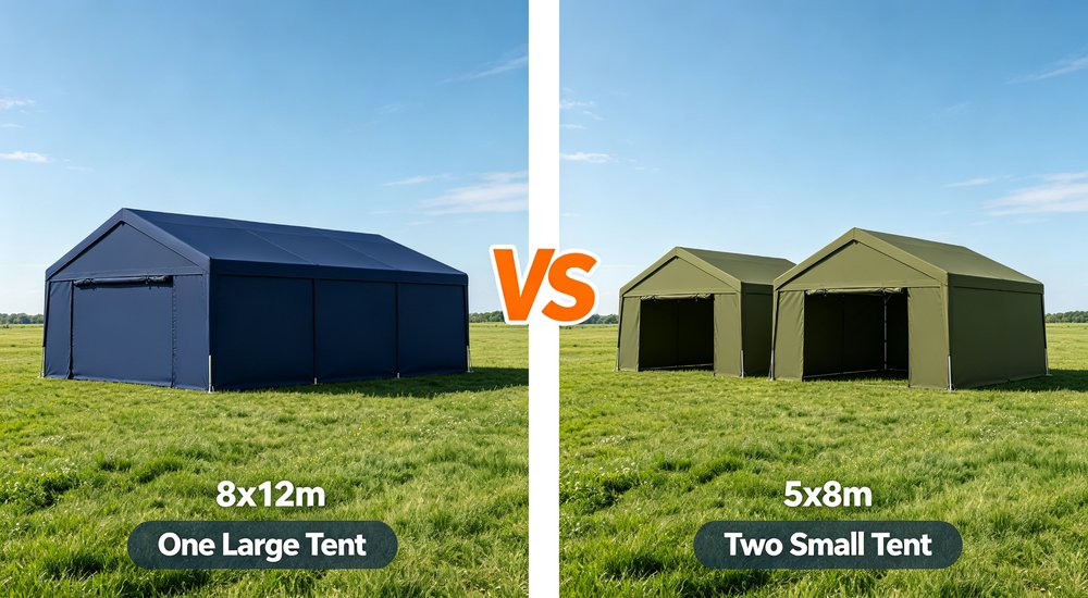 One large tent vs two smaller tents comparison