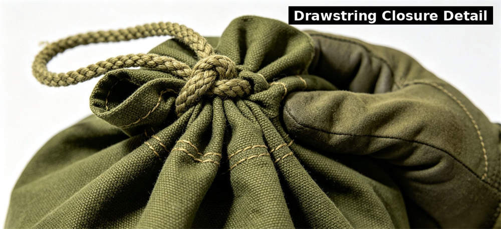 Canvas drawstring detail for institutional procurement, inspection and supply planning