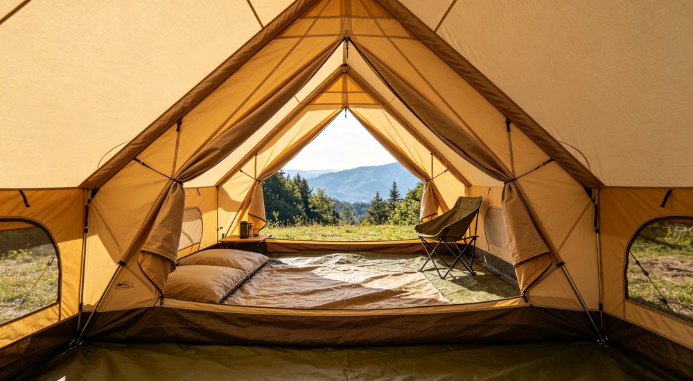 Heavy duty zippered door entrance detail showing reinforced frame weatherproof sealing strip and easy access design for emergency relief tent daily use