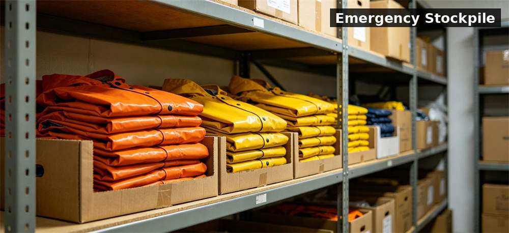 Raincoats emergency shelf storage for institutional procurement, inspection and supply planning