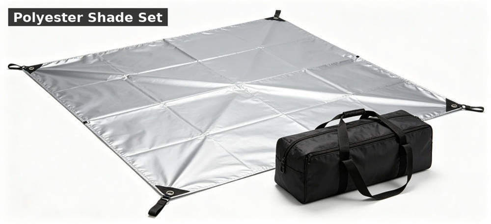 Sunshade polyester silver set white bg for institutional procurement, inspection and supply planning