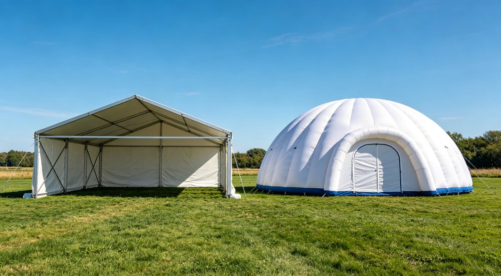Field deployed emergency shelter showing robust frame construction waterproof material and practical design features meeting international standards for disaster response and refugee accommodation