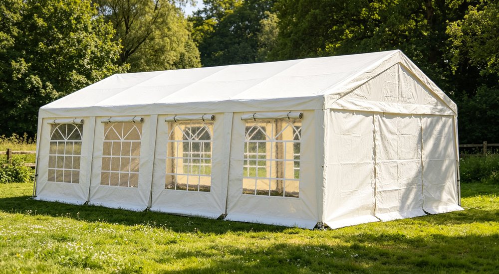 Emergency response tent captured during active deployment showing professional grade construction wind resistant frame and waterproof covering designed for long term use in challenging field conditions