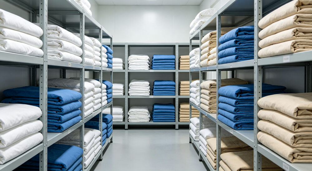 Clinical interior view of hospital ward with clean white institutional bedding and healthcare staff attending patients suitable for emergency shelters hospitals universities and hotels requiring durable comfortable bedding solutions