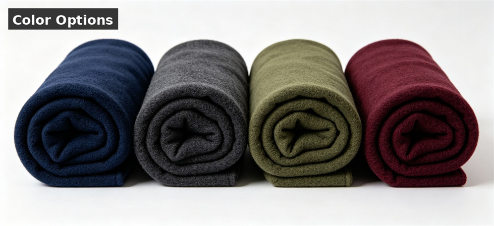 Rolled polyester flannel emergency relief blankets in multiple color options for disaster shelter supply