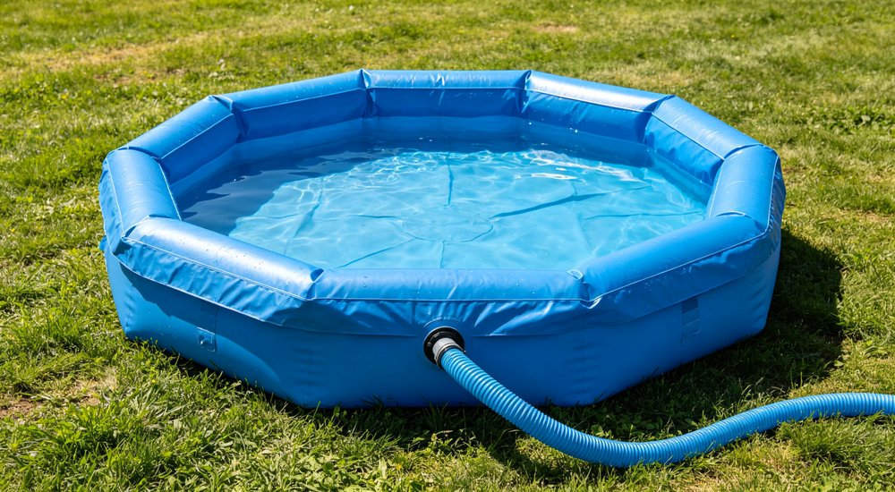 Decontamination pool for inflatable decon tent, portable soaking pool, product shot red and white inflatable emergency shelter for disaster relief operations