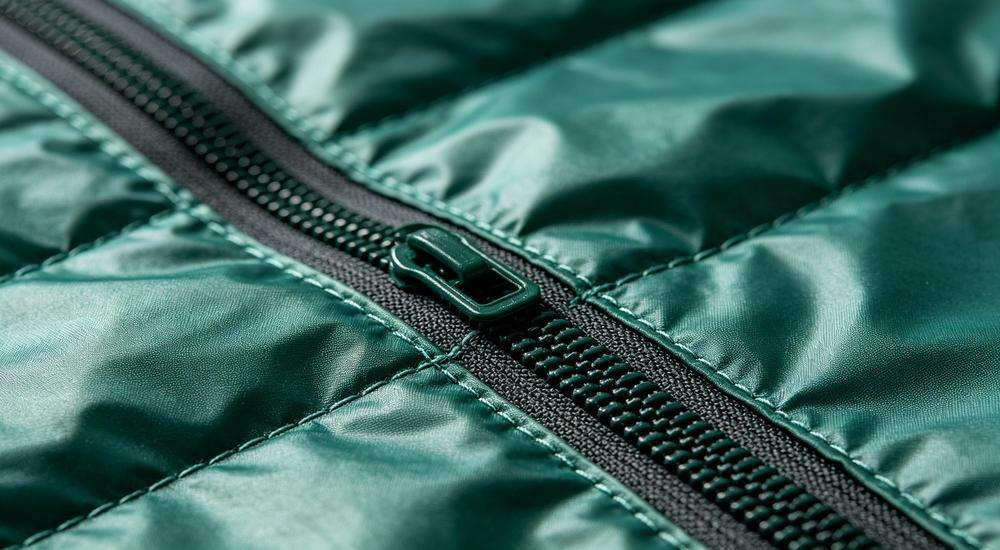 Close up detail of emergency sleeping bag fabric texture and zipper stitching, high quality durable material, macro product photography, studio lighting Close up detail of emergency sleeping bag fabric texture and zipper stitching, high quality durable material, macro product photography, studio lighting