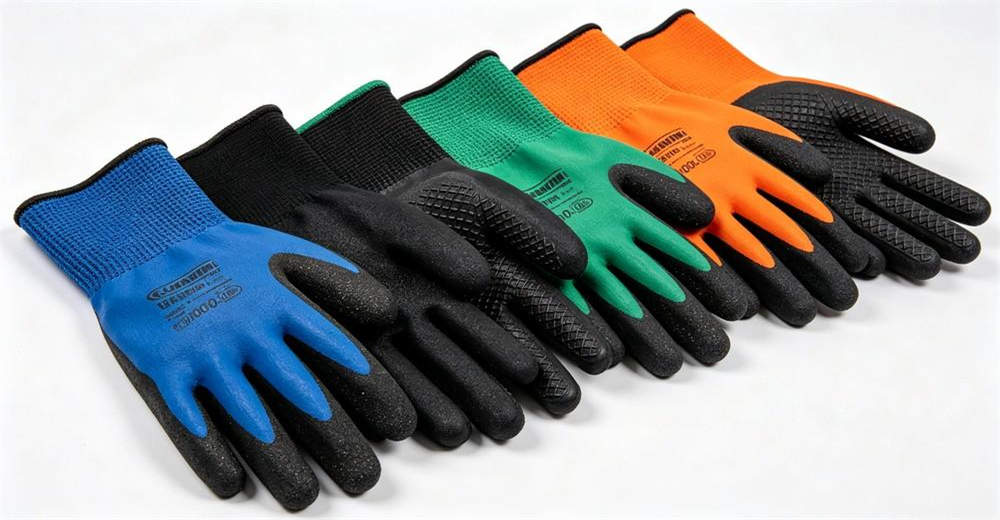 Anti-slip nitrile gloves multi colors foam coated grip safety gloves wholesale bulk supplier China