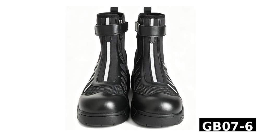 GB07-6 high visibility orange black tactical rescue boots product view for night emergency response