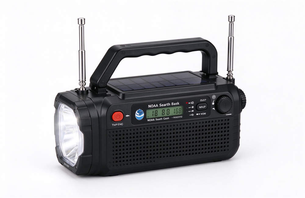 Hand crank emergency NOAA weather radio with solar panel and LED flashlight, communication equipment for sandstorm emergency kit Hand crank emergency NOAA weather radio with solar panel and LED flashlight, communication equipment for sandstorm emergency kit